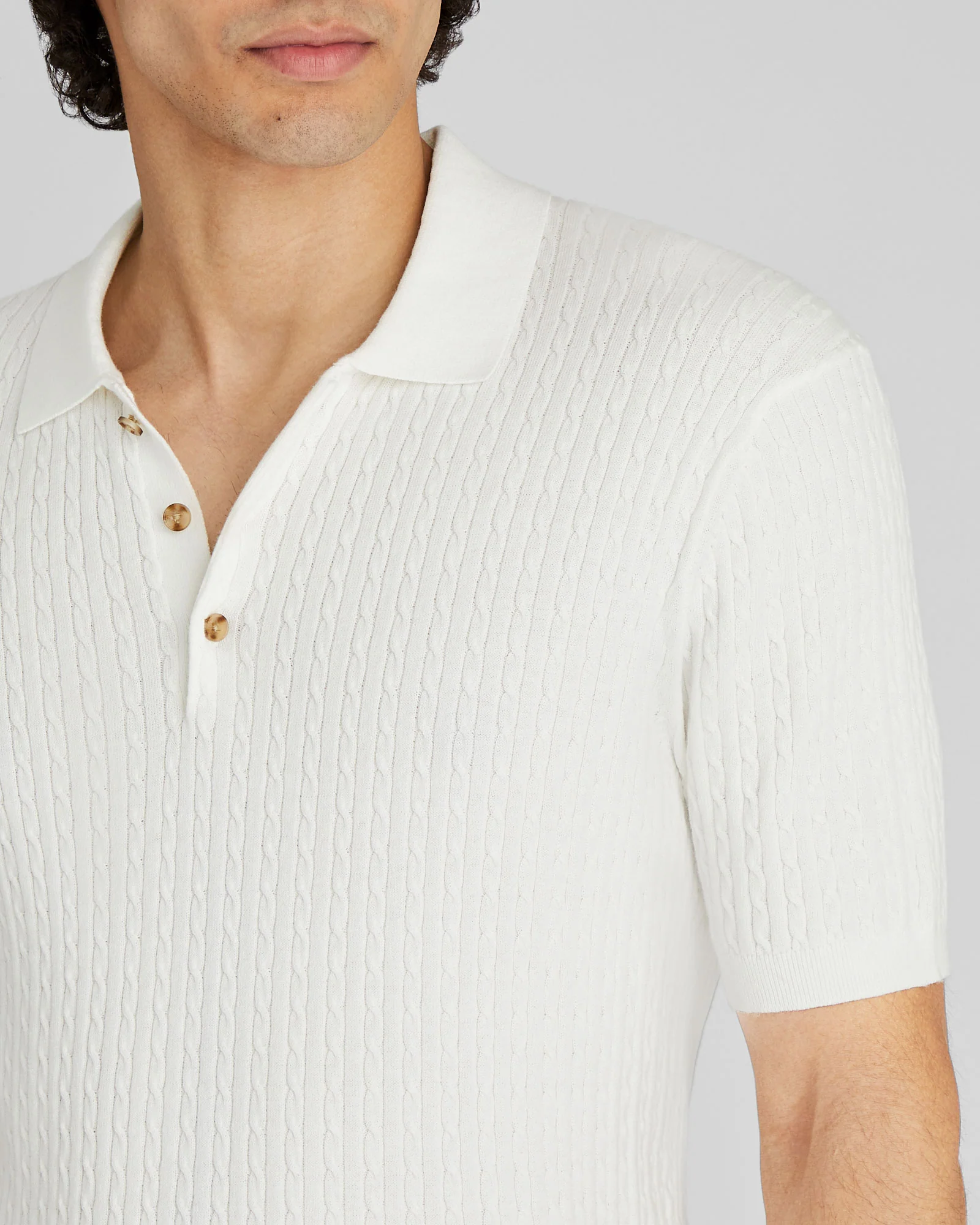 Short-Sleeve Cable Polo - Image 4